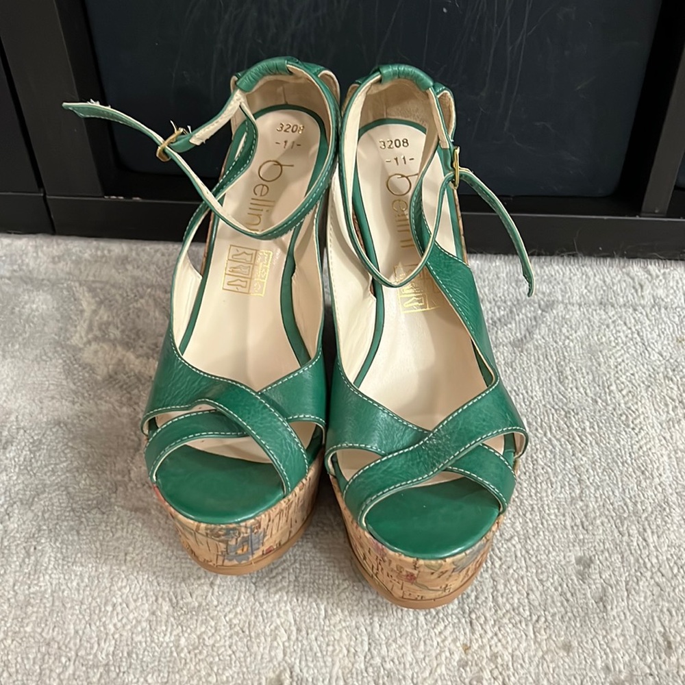 Bellini Green Platform Wedges